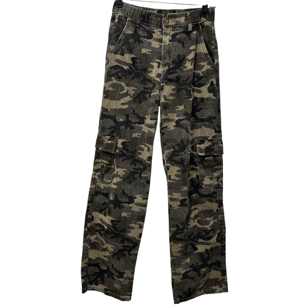 Adika Camo Cargo Pants Streetwear Utility Pockets Relaxed Fit size Small